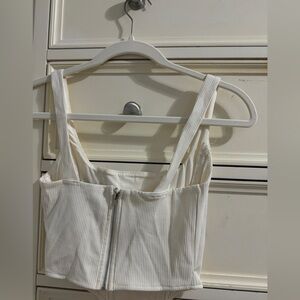 White corset crop top